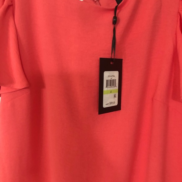 DKNY orange flutter sleeve flounce hem knee loose fit feminine dress Size‎ 4 new - Picture 9 of 16